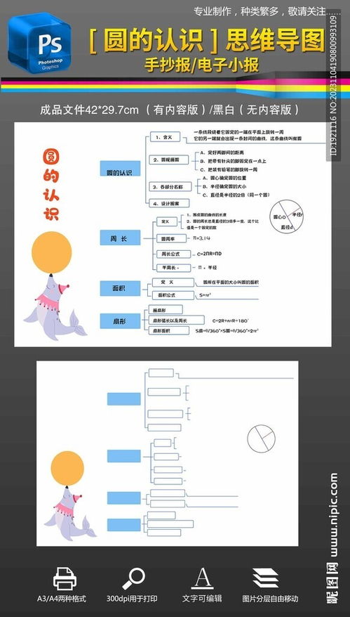 圆的认识思维导图数学手抄报小报设计图 学习用品